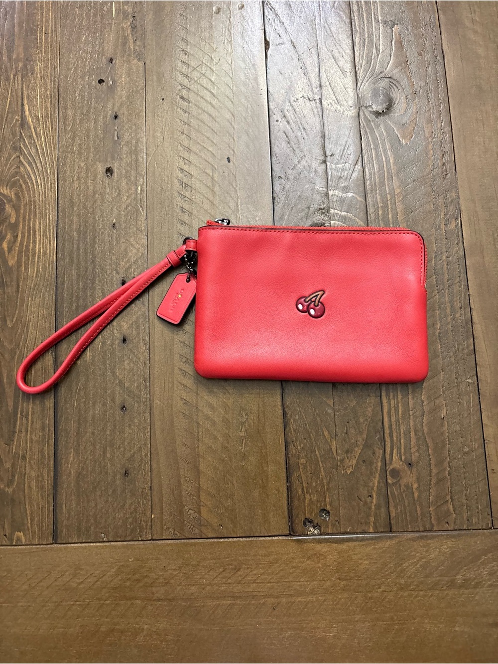 Coach x Pac-Man Corner Zip Wristlet with Cherry Design